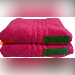 2 Piece KATE SPADE Bath Towel Set PINK Plush New